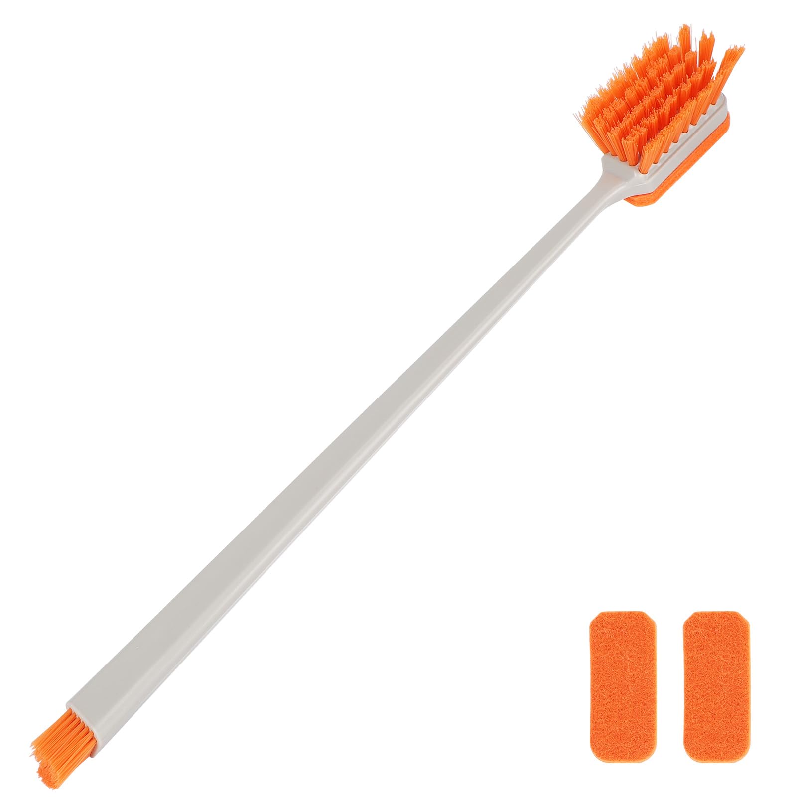 Fukaisu Small Fish Tank Cleaner Brush, Aquarium Algae Scraper Tool with 2 Cleaning Replacement Pads Compact Aquarium Cleaning Kit for Glass & Acrylic Tanks Accessories (Orange)