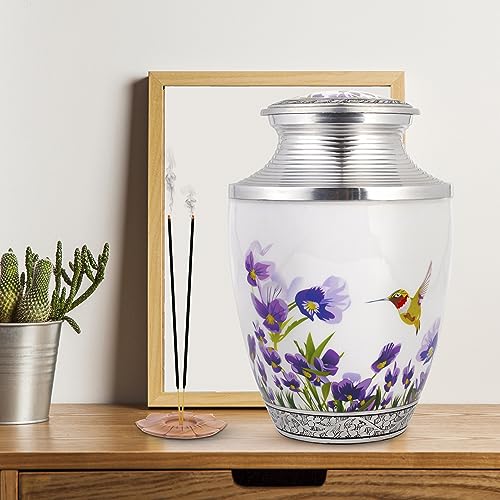 Image of Cremation Urn for Human Ashes - Large Funeral Urn for Adults Male Female, Decorative Memorial Urn with Elegant Engraved Design, Black & Teal Keepsake Ashes Container