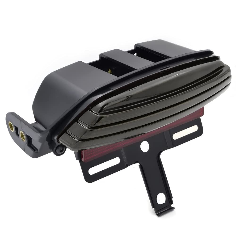 Heckleuchten Motorrad-Tri-bar-Heckfender-Rücklicht für Dyna Fat Bob Softail FXST FXSTB FXSTC FXSTS FXSB 2006 - Später (Farbe : Smoke)