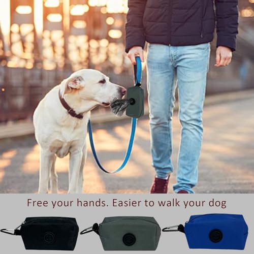 Image of 2 Pack Dog Poop Bag Holder, Pet Dog Waste Bag Dispenser for Leash with Metal Clip, Hand Free Doggie Dog Bag Holder Attachment, Fit Any Dog Leash Belt (Blue)