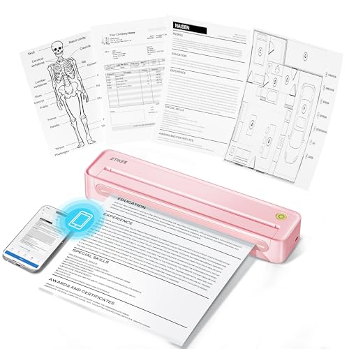ETIKEZ D90E Impresora Térmica，Impresora Portátil, Rosa
