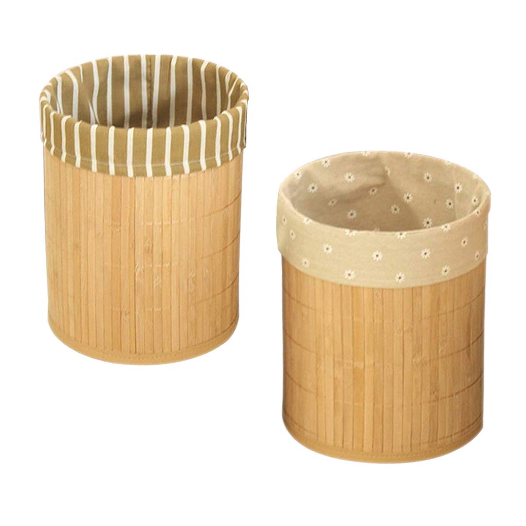perfk Pattumiera Rotonda Pieghevole in Bambù per Bagno, Camera Letto, Ufficio in Casa, Cucina, 8.66.D x10.63.H Pollici
