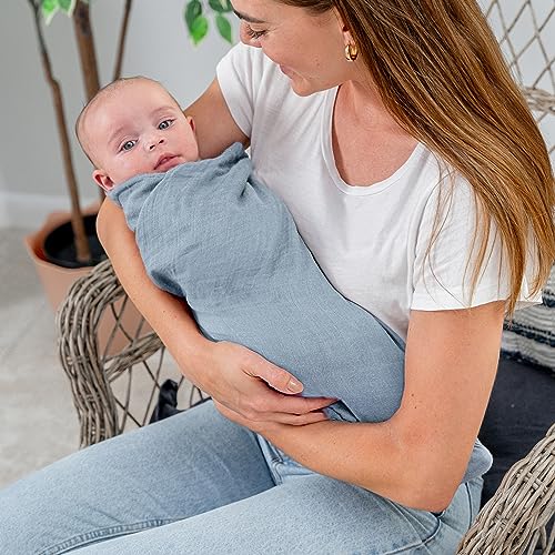 Image of Comfy Cubs Muslin Swaddle Blankets Pack of 1, 47 x 47 Inch Soft Cotton Baby Blanket Set, Large Multipurpose Wraps for Newborns - Self-Soothing Swaddles for Newborns - Pacific Blue