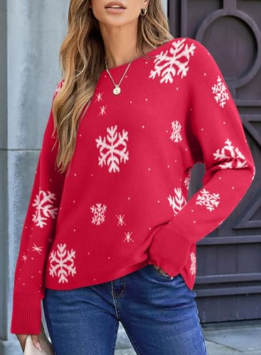 Image of EVALESS Casual Crewneck Sweaters for Women Fall Winter 2026 Lightweight Long Batwing Sleeve Pullover Sweaters Tops Clothes