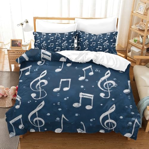 Parure de lit notes musicales 3d housse de couette single 140x200 microfibre