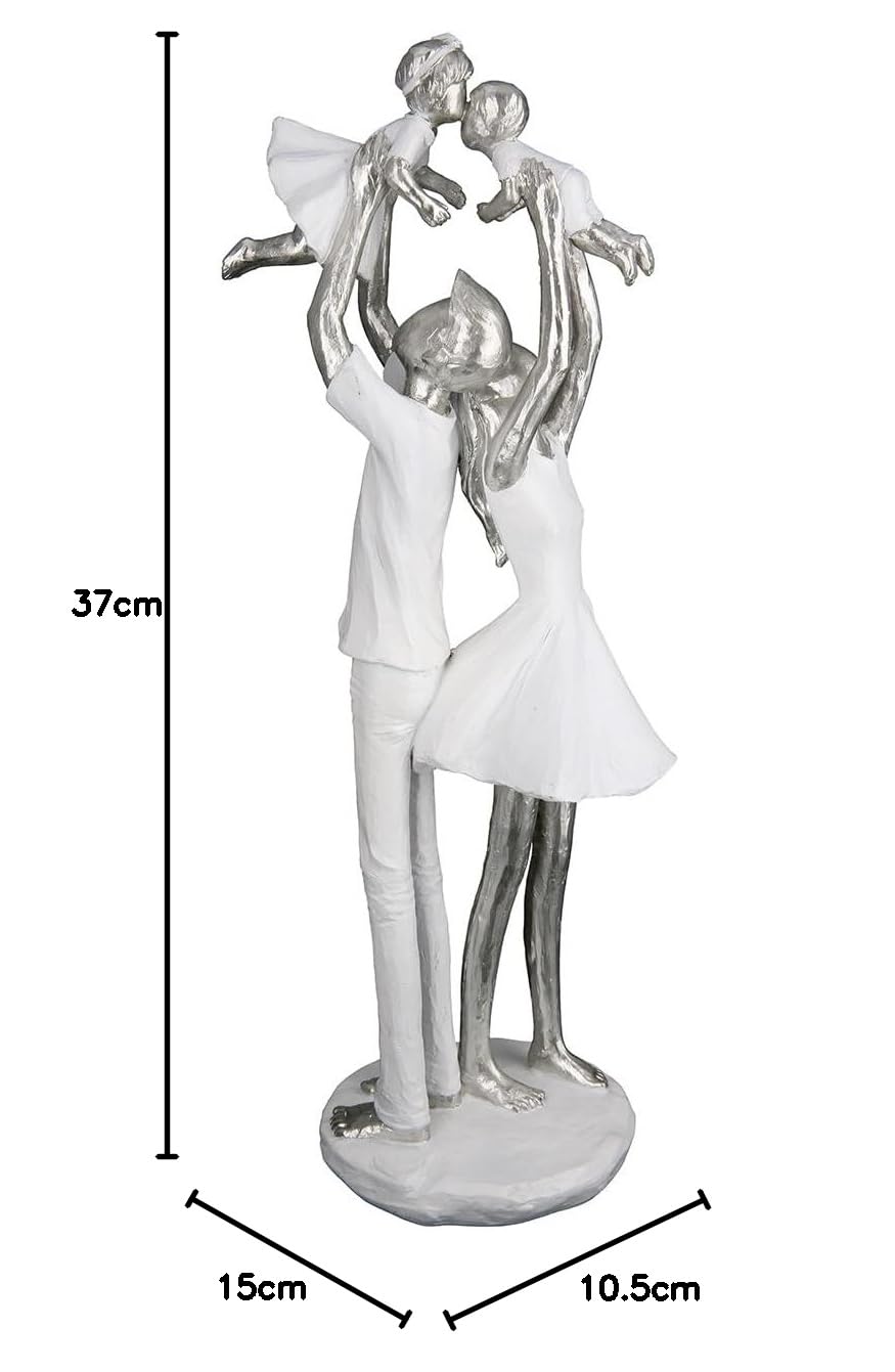 Casablanca Skulptur Familienzeit, Deko Figur Weiß, Kunstharz Statue Wohnzimmer, Büro Dekoration H. 37 cm x B. 15 cm - Moderne Familien Skulpturen, Zusammenhalt Familie