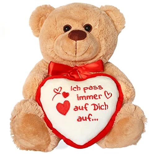 matches21 Teddybär mit Herz / Herzteddy ** Ich Pass Immer auf Dich auf** Hellbraun / beige 25 cm - Der Geschenke Klassiker