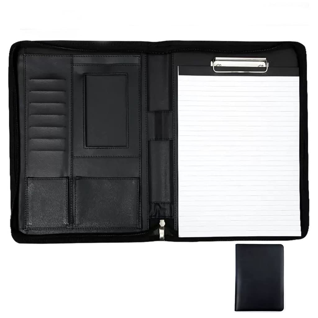 Porte Documents A4 Conférencier, Portefeuille en cuir PU avec fermeture éclair pour hommes et femmes, porte-documents d'affaires, porte-documents pour A4, porte-documents en cuir, organisateur de dos
