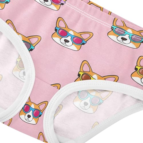 Cute Dog Faces Pink Girl Panties Cute Girls Underwear Toddler Cotton Durable Kids Undies Briefs 2t4