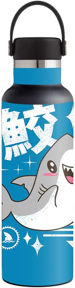MightySkins Skin Compatible with Hydro Flask 21 oz. Standard Mouth - Shark Kawaii | Protective, Durable, and Unique Vinyl Decal wrap Cover | Easy to Apply, Remove, and Change Styles | Made in The USA