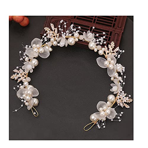 WakiHong Perlen-Stirnband Blume Mädchen Haarreife Blumenhaarschmuck für Bräute für Mädchen,Blumenmädche,Damen,Braut,Hochzeit, Kommunion,Geburtstag Party, Fotografie Cover