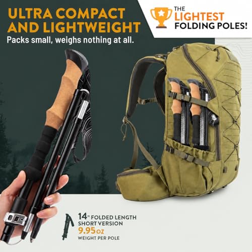 Image of Foldable Trekking Pole for Hiking & Trekking | Adjustable Up to 125 cm | Lightweight Aluminum Walking Stick with EVA Grip, Flip Lock, Snow Basket & Carry Bag 1 Piece