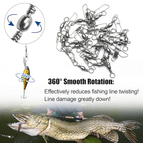 Image of Fishing Barrel Swivel with Nice Snap-100pcs Fishing Connector Snap Swivels Solid Rings Fishing High Strength Fishing Accessories Fishing Tackle（Black /Gold）