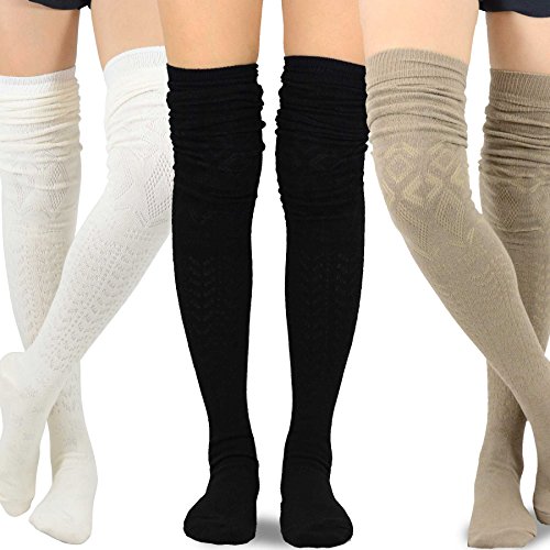 Image of Fashionable Cotton Slouchy Boot Socks for Women and Girls: Long Thigh Highs, Over-the-Knee Highs, and Knee Highs