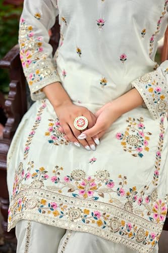 Image of Anveri Textiles Premium Silk Embroidered Kurti with Sharara & Dupatta | Elegant Ethnic Wear for Women | Festive & Party Outfit