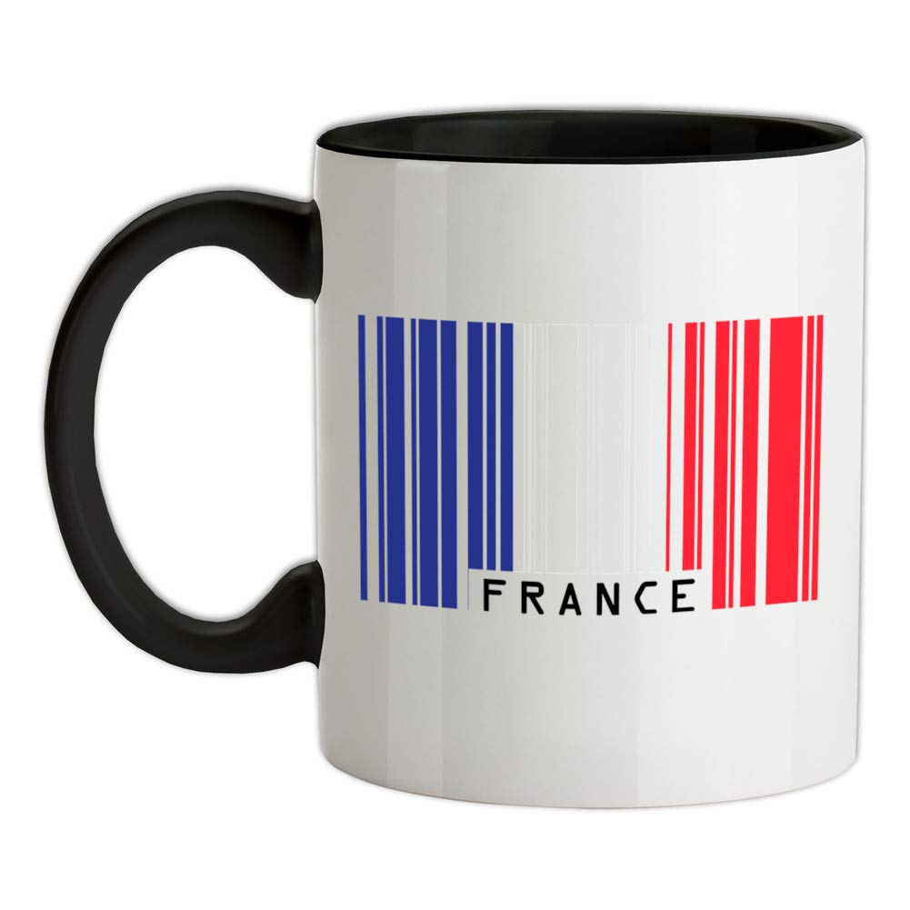 France Barcode Style Flag - 11oz - Ceramic Two-Tone Mug for Coffee/Tea