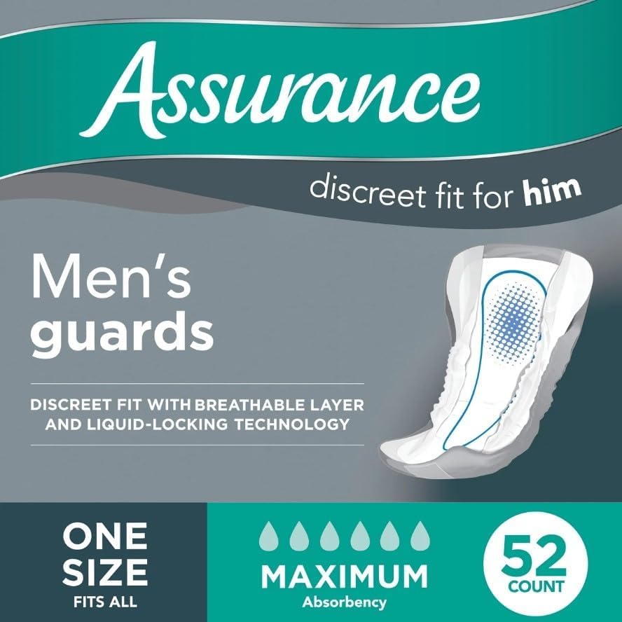 Assurance Mens Guards Maximum Absorbency Total 52 Count. (1 Pack)