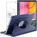 Produktbild ebestStar - kompatibel mit Samsung Galaxy Tab A 10.1 Hülle 2019 T515 Rotierend Schutzhülle Etui Ständer, Rotating Case Cover, Dunkelblau + Panzerglas Schutzfolie [Tab: 245 x 149 x 7.5mm, 10.1'']