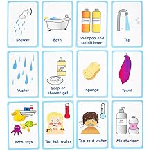 بطاقات My Bath Time Routine 12 PECS Flashcards للمساعدة البصرية طبعة خاصة ، تأخير الكلام الأطفال غير اللفظيين والبالغين المصابين بالتوحد أو ذوي الاحتياجات الخاصة