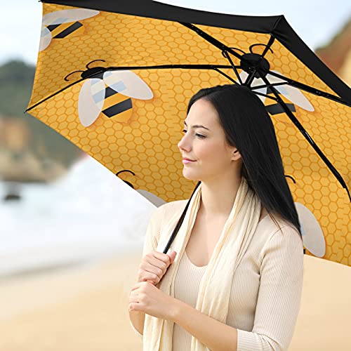 Parapluie pliable motif abeille résistant avec toile imperméable UV - 7
