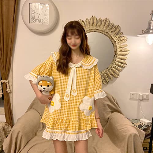 Pyjama style coréen pour femme LJIANGD en coton et polyester confortable