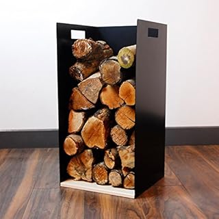 Volcann Compact 62cm Tall Steel Firewood Log Rack - Fireplace Wood Holder Metal Basket with Handheld, Storage for Woodstove, Fireside Accessories (Ivory White)