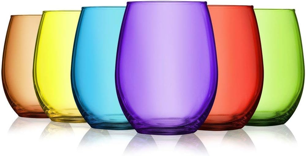 TableTop King Stemless Wine Glass- Party Set of 6-15oz