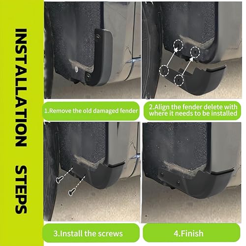 Image of Mud Flap Compatible with GMC Sierra 1500 2019-2025 No-Drill Front & Rear Side 6PCS Mud Splash Guard Accessories