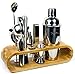 Produktbild Skuizito selected goods Cocktail Set [12er Set] - Cocktail Shaker - Bar Zubehör aus Edelstahl - Bambus Holzstand mit Anti-Rutsch Pads - Gratis Rezeptbuch mit 6 Cocktail Klassikern, lebensmittelecht