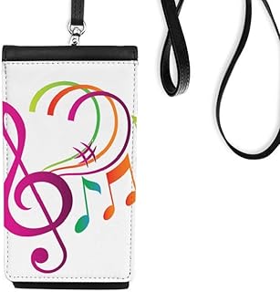 Music Notation Green Orange Pink Phone Wallet Purse Hanging Mobile Pouch Black Pocket