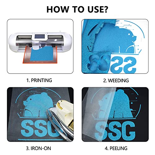 Image of guangyintong Glitter Heat Transfer Vinyl, 12 inch x 25ft Sky Blue Iron on Vinyl