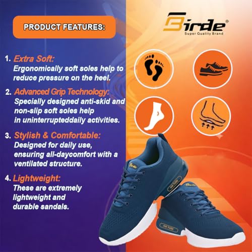 Image of Birde Men's Sports Shoes for Gym, Walking, & Running Lightweight Comfortable Sports Shoes | Colour -Black EVA-TPR-TPU Knitting Sports Shoes