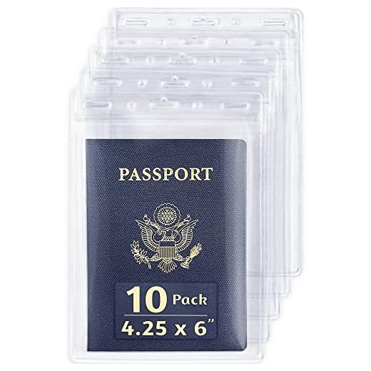 EcoEarth 4x6 Inch Passport & Card Holders (Clear, 10 Pack), Extra Large (XXL) Vertical ID Holder, Resealable and Waterproof Identification Name Card Holder