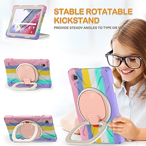 Braecn Case For Galaxy Tab A7 Lite 8.7" -Kids-Friendly Silicone Cover With Stable Kickstand, Rotating Handle Grip, Shoulder Strap For Samsung Galaxy A7 Lite 2021 Sm-T220/T225/T227-Colorful Pink #TOP2