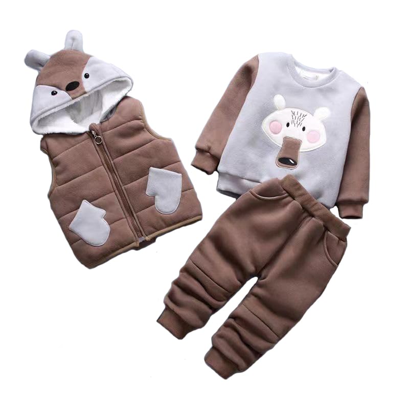 Image of Bold N Elegant Kids Polyester Printed 3d Happy Smile Face Cartoon Winter Warm Hoodied Jacket Sweatshirt and Pajamas 3 Pc Layering Party Clothing Set