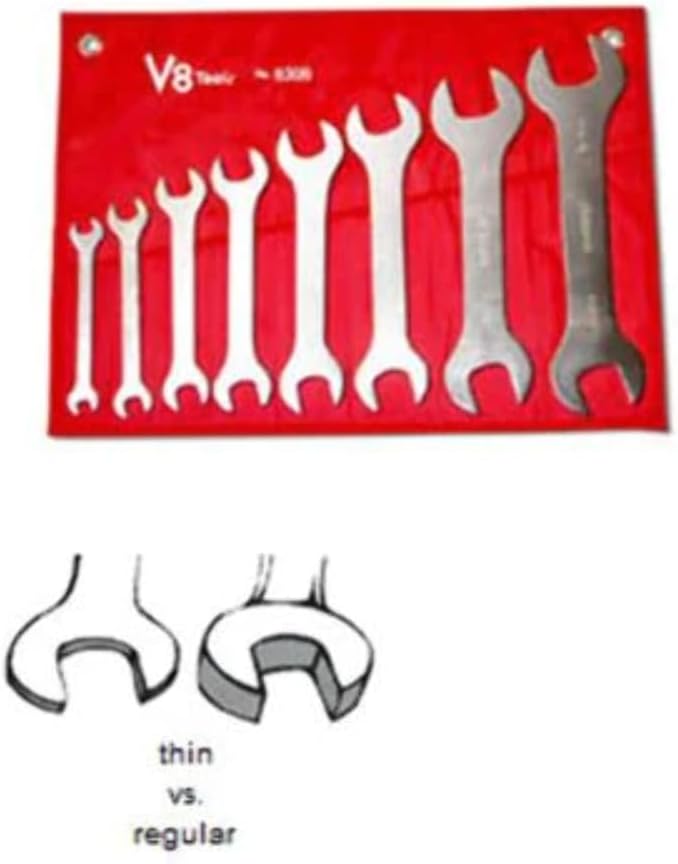 Super Thin Open End Wrench 8Pc Set,Sae