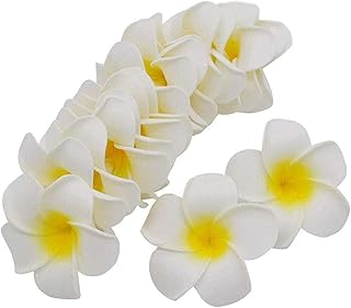 Kvohzbl Hawaiian Foam Artificial Frangipani Hawaiian Petals Wedding Party Decoration / 50 Pieces, White