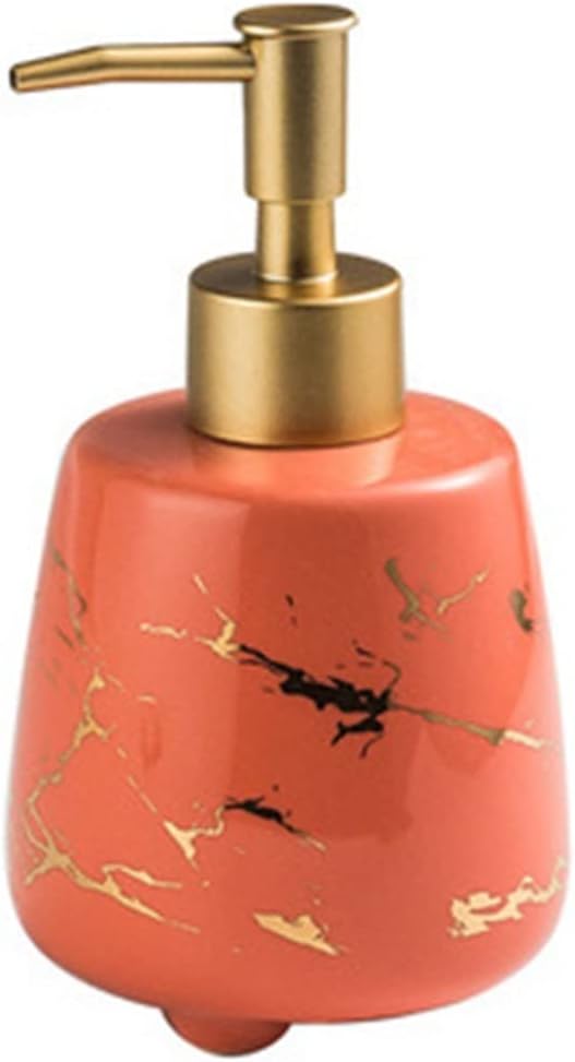 Soap Pump Dispenser Light Luxury Bathroom Hand Sanitizer Lotion Bottle Creative Ceramic Household Bathroom Bathroom Decoration Small Round Bottle 300ml Bottles Dispenser (Color : Gold)