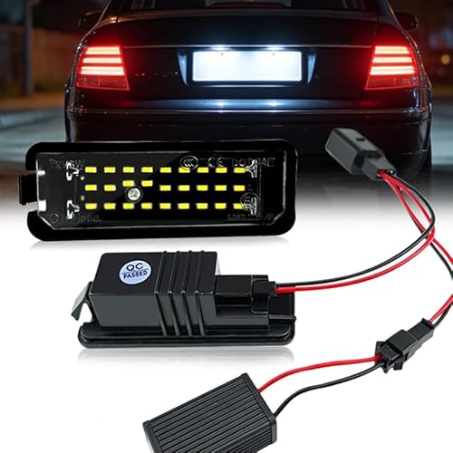 OTnhaee LED License Plate Light Compatible with Volkswagen Golf 4 5 6 7 GTI CC Passat Rabbit Beetle Eos,Porsche Boxster Cayman Cayenne Carrera,18-SMD 6500K White Lamp