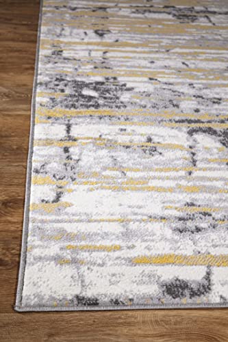 Rugshop Darwin Vintage Abstract Modern Runner Rug 2' X 7' Yellow #TOP3