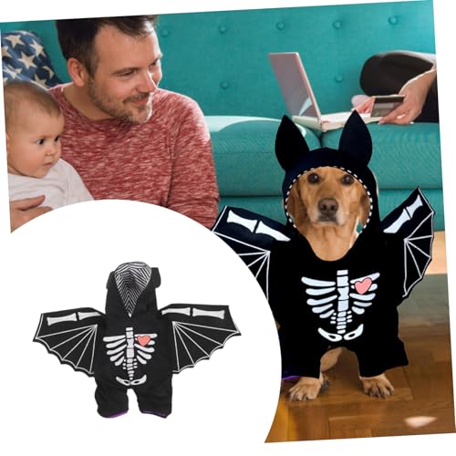 Disfraz cómodo de murciélago para perro Halloween miniatura 6