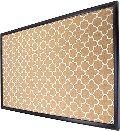 U Brands Cork Bulletin Board, 35 X 23 Inches, Black Wood Frame, Fashion Design Print #TOP3