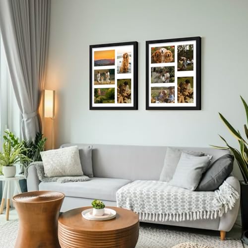 2 PCS Photo Collage Frame, 15.3x12.8 Inch Multi Photo Frame, Display Five 6x4 Inch Photos, Wall and Tabletop Display, Multi-aperture Picture Set for Home Office Living Room Décor - Image 4