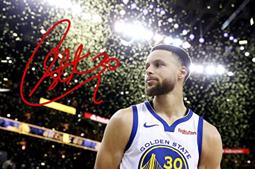 Steph Curry - Póster de baloncesto firmado - Jugador de los Golden State Warriors, pantalla de impresión autografiada, regalo de mercancía de fanáticos, decoración de pared NBA (sin marco, A4) Cover