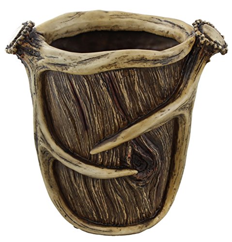 Small Deer Antler / Tree Bark Waste Basket Trash Can Bucket Planter Flower Pot
