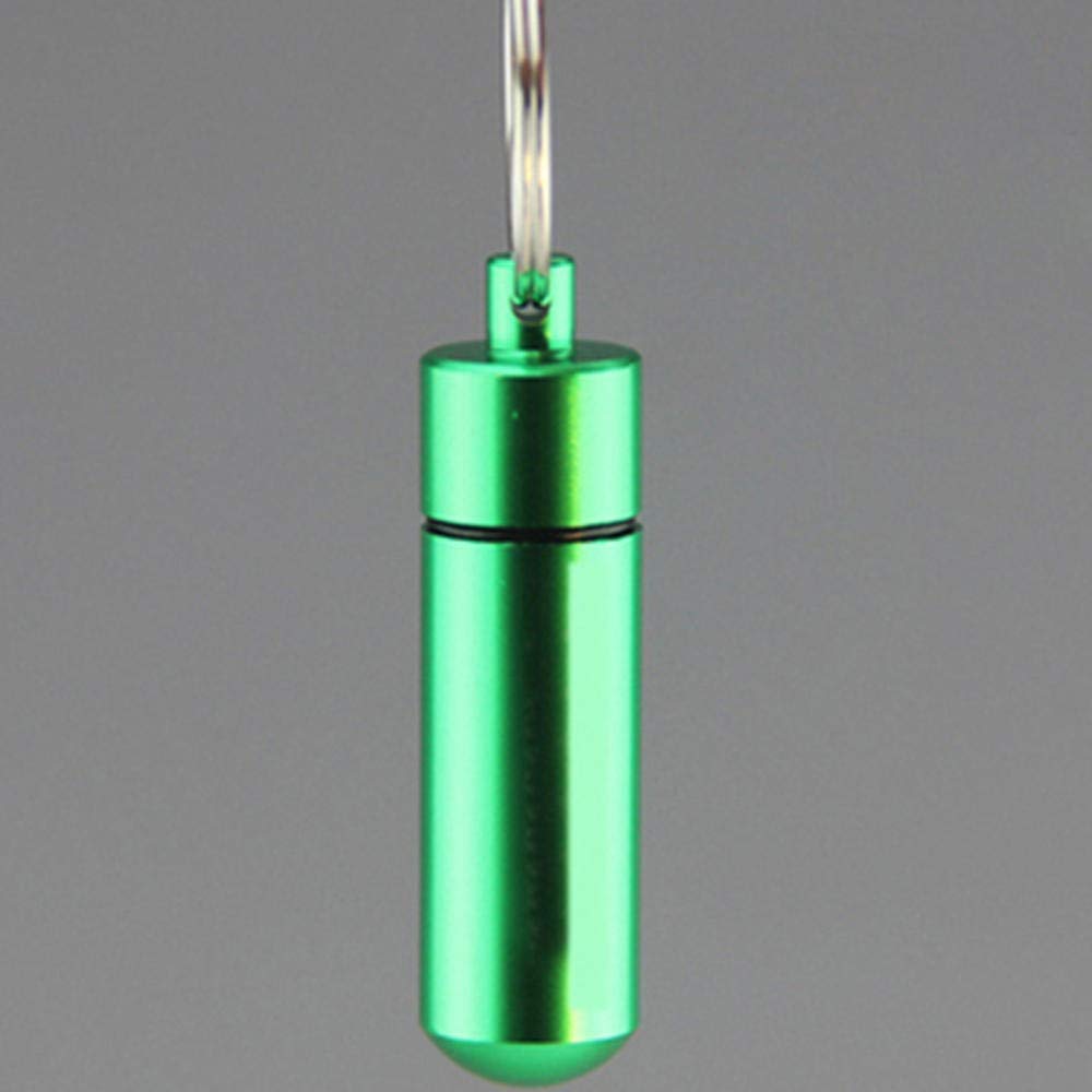 Organizador de pastillas de moda, pastillero de viaje, aleación de aluminio, resistente al desgaste, dispensador de pastillas médicas, pequeño, verde