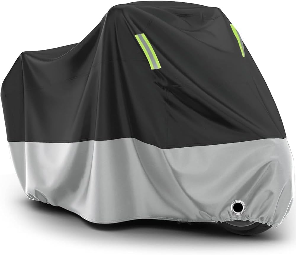 PREZ Motorcycle Cover for KAWASAKI VN1500 VN800 EN500 Vulcan VN 1500 800 VN-15 SE, Indoor Outdoor Waterproof Breathable Motorbike Protection Cover with Reflective Strips and Lock Hole