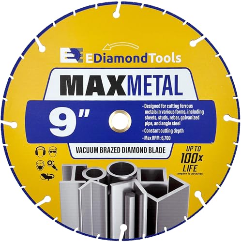 Image of 9" Diamond Cut Off Wheel for Handheld Saws, Metal Cutting Blade for Rebar, Steel, Iron, Copper, 7/8"-5/8" Arbor, 1 PC