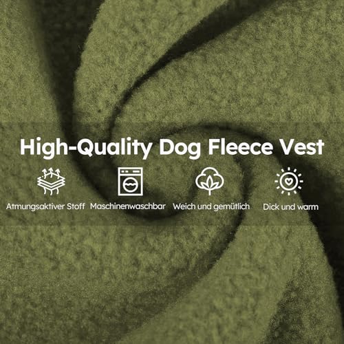 Queenmore Hundepullover Fleece Wärme & Weich, Hundebekleidung & Zubehör Für Französische Bulldogge, Windhund & Corgi, Olivgrün, L