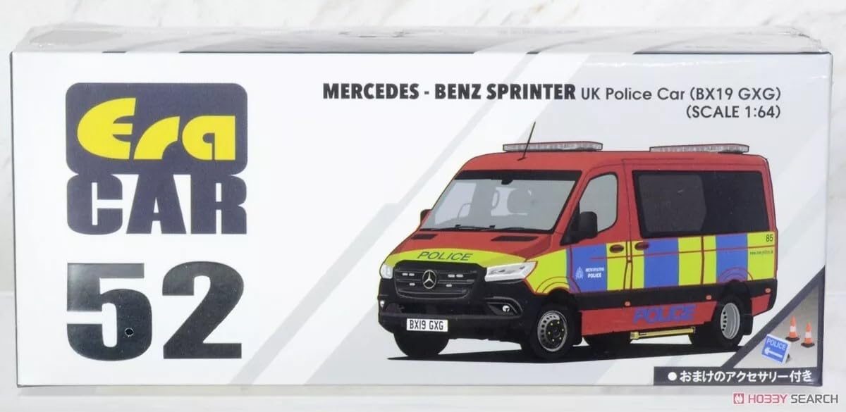 ERA MB22SPR5201 1:64 Mercedes Benz Sprinter U.K. Police Car (BX19 GXG) in Red/Yellow/Blue Diecast Model Replica